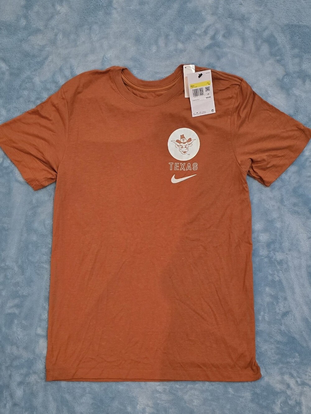 Nike Mens Small Orange Texas Logo Short Sleeve Tee
